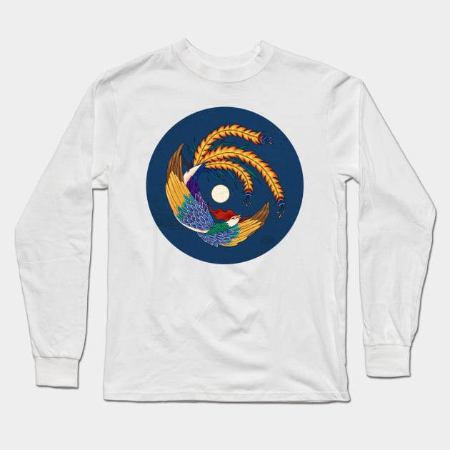 Minhwa: Asian Phoenix C Type (Korean traditional/folk art) Long Sleeve T-Shirt by koreanfolkpaint